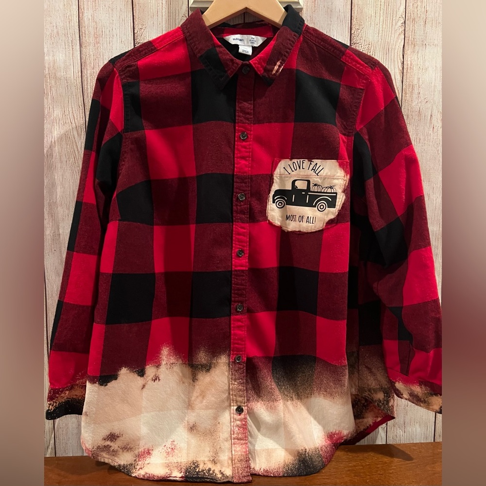 I Love Fall Most Of All Buffalo Plaid Distressed Flannel